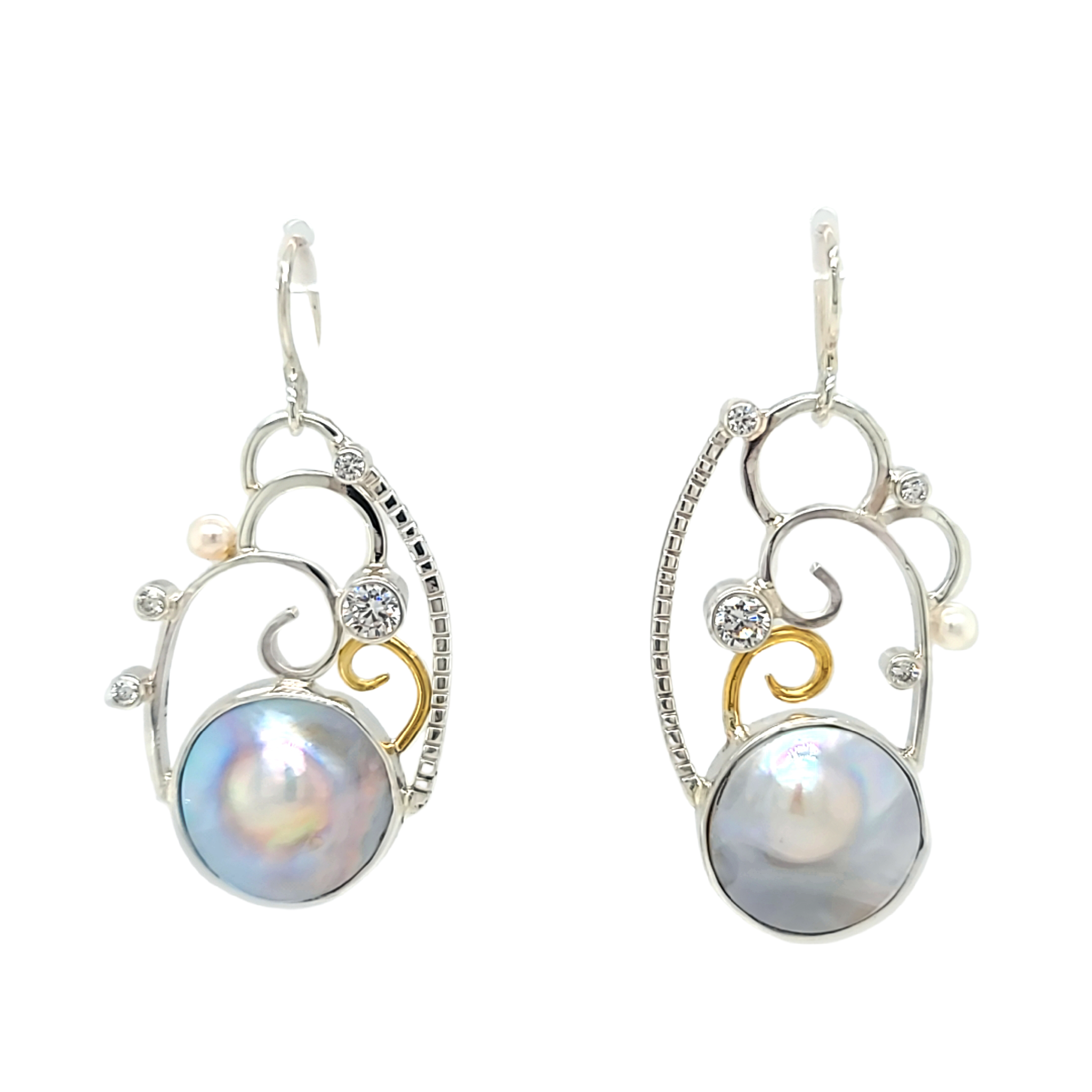 Mabe Pearl Earrings with 22k Accents