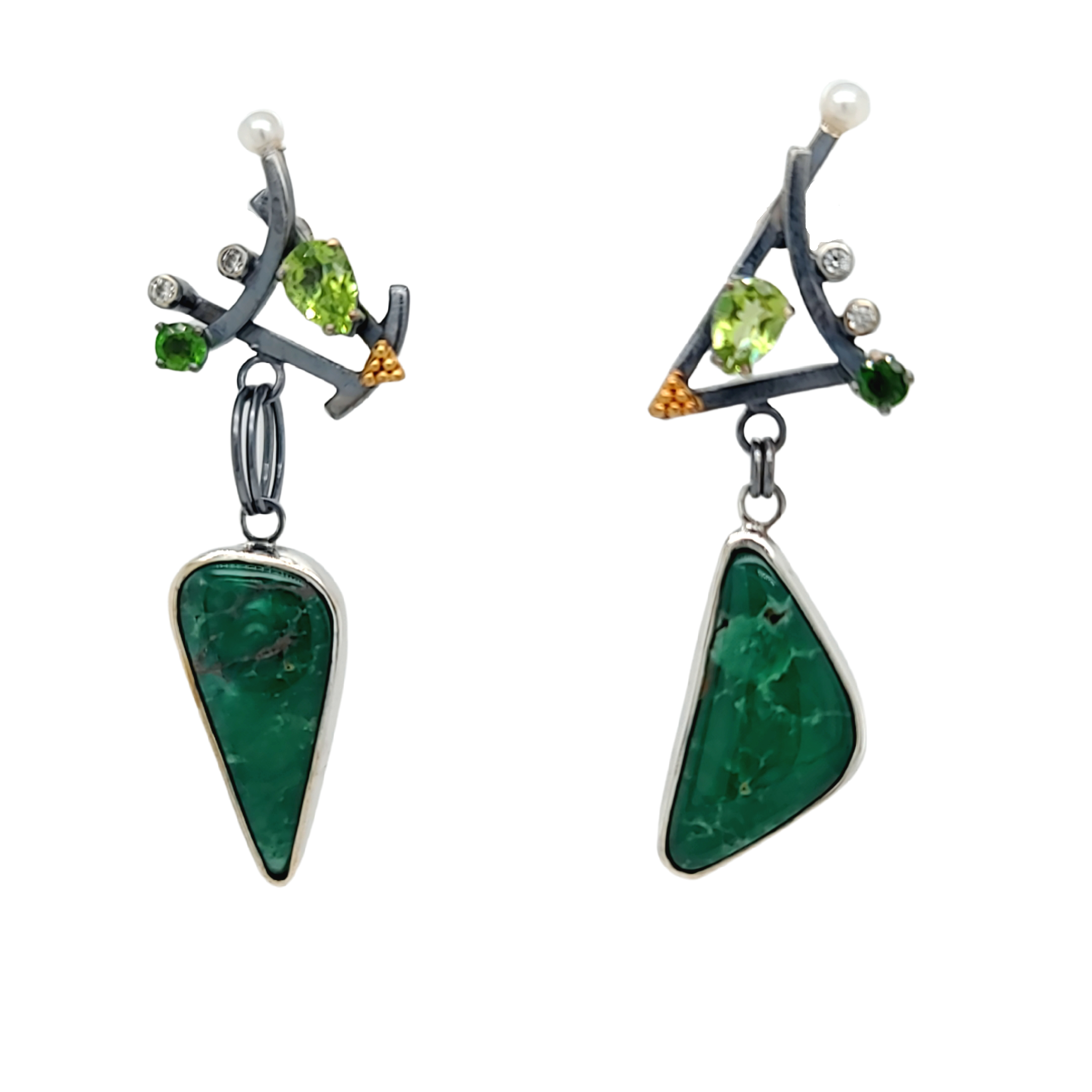 Variscite and Chrome Diopside Earrings