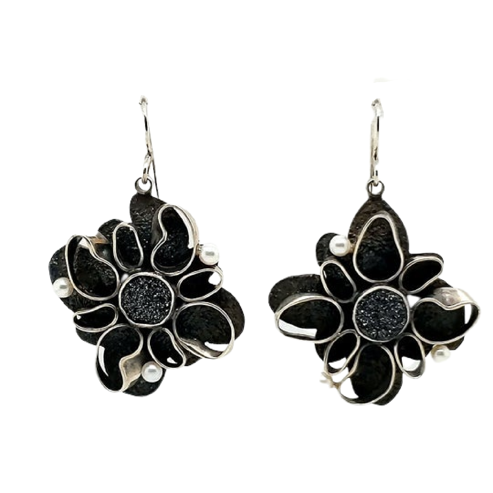 Black Drusy and Shibuishi Earrings