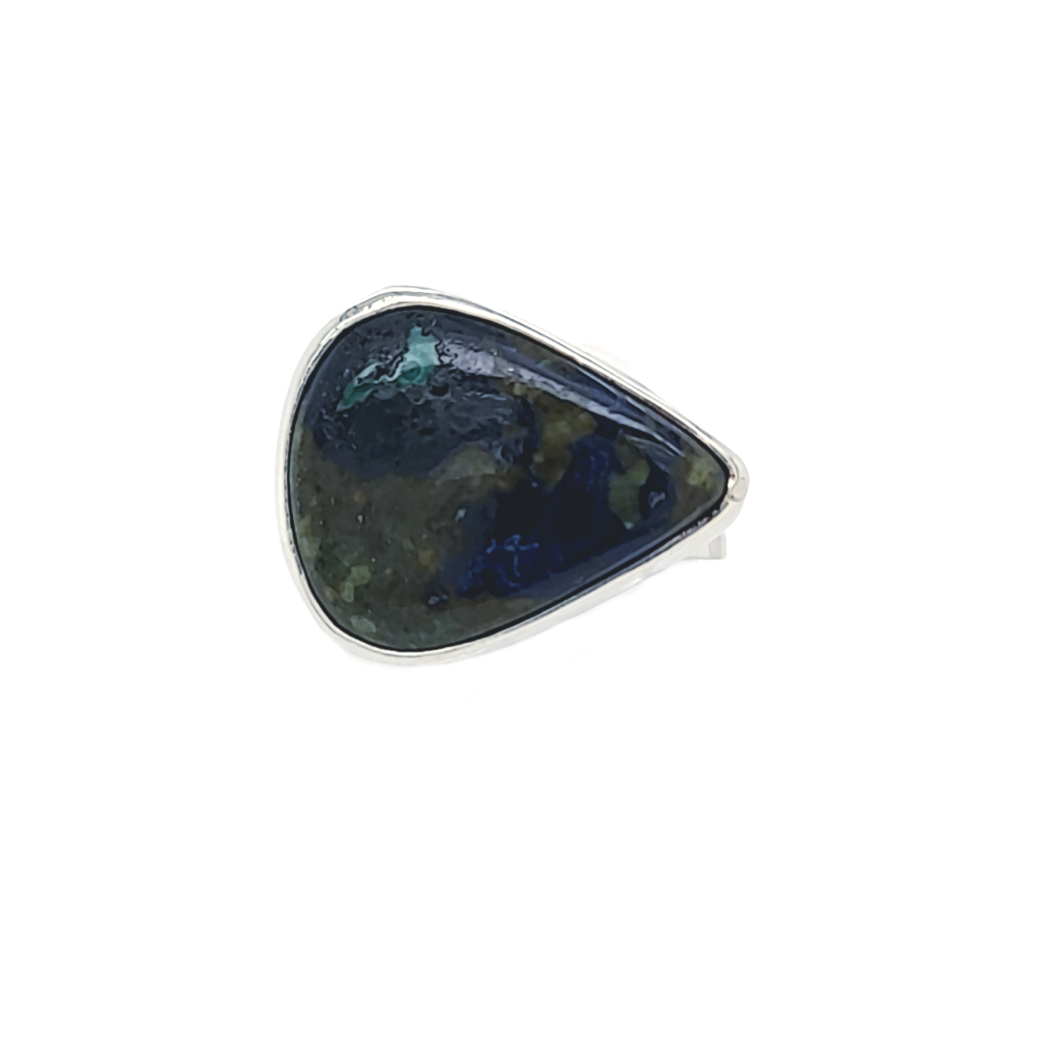 Pear Shape Malachite Azurite Adjustable Ring