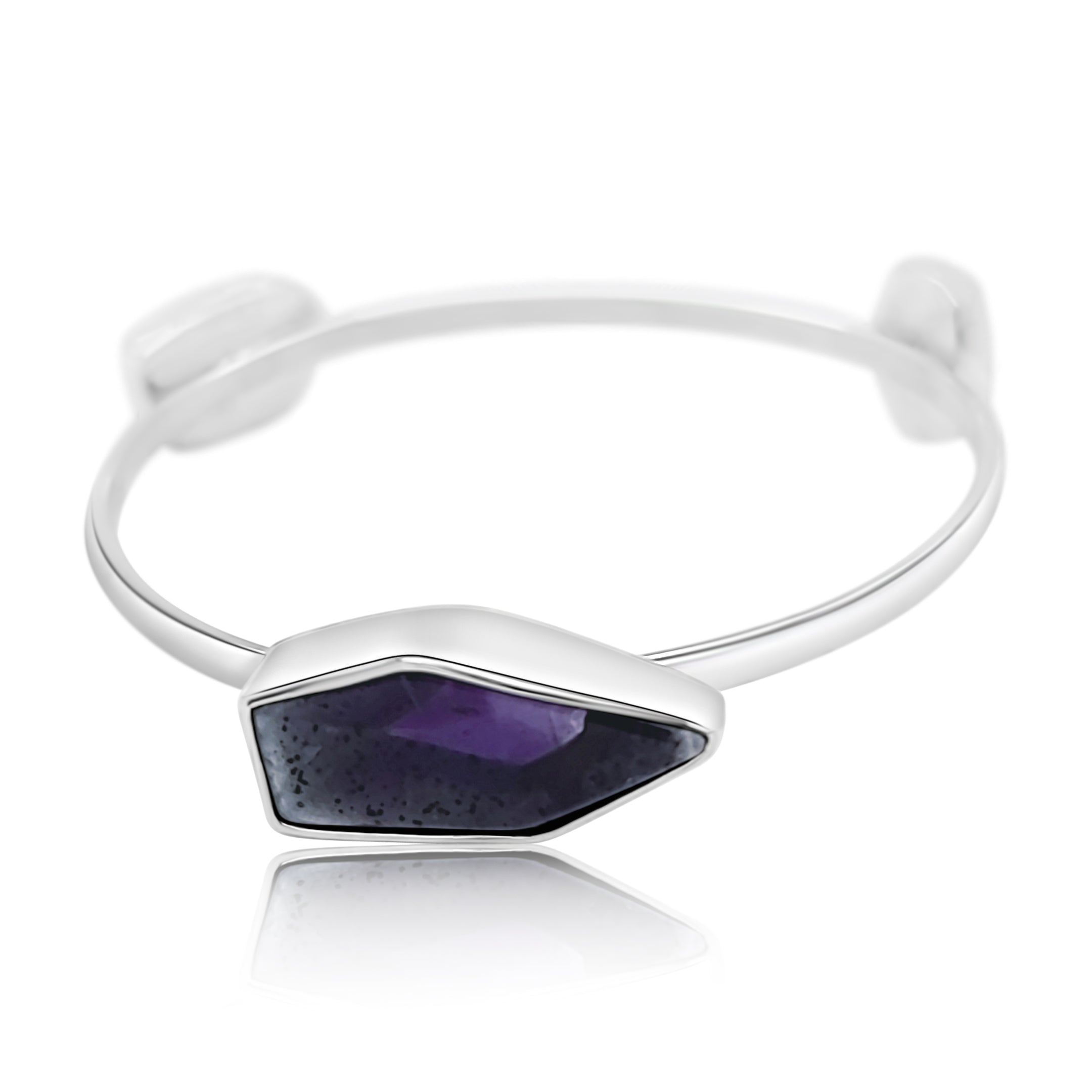 Chevron Amethyst Bangle Bracelet