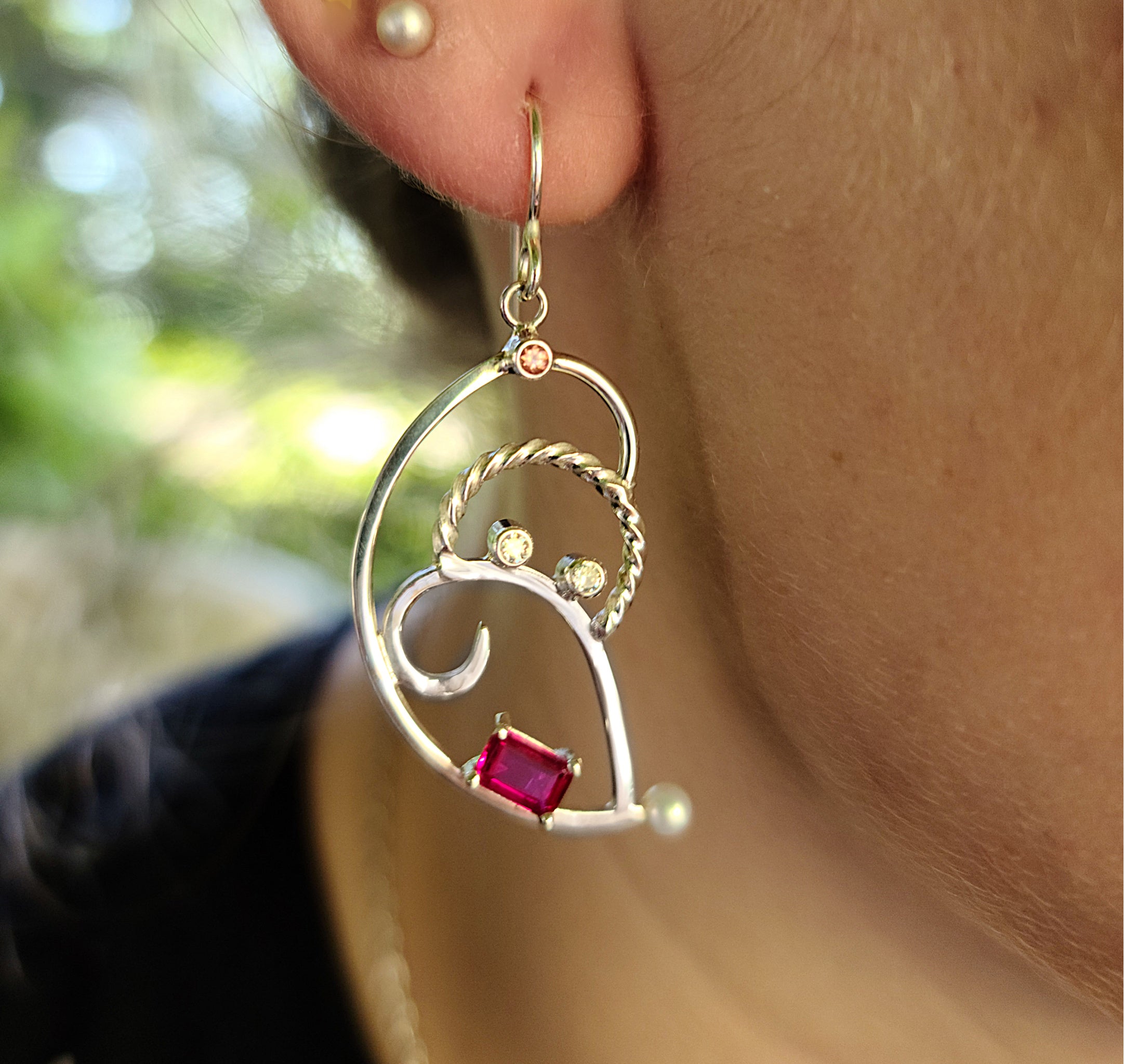 Pink Ruby Cubic Zirconia Earrings