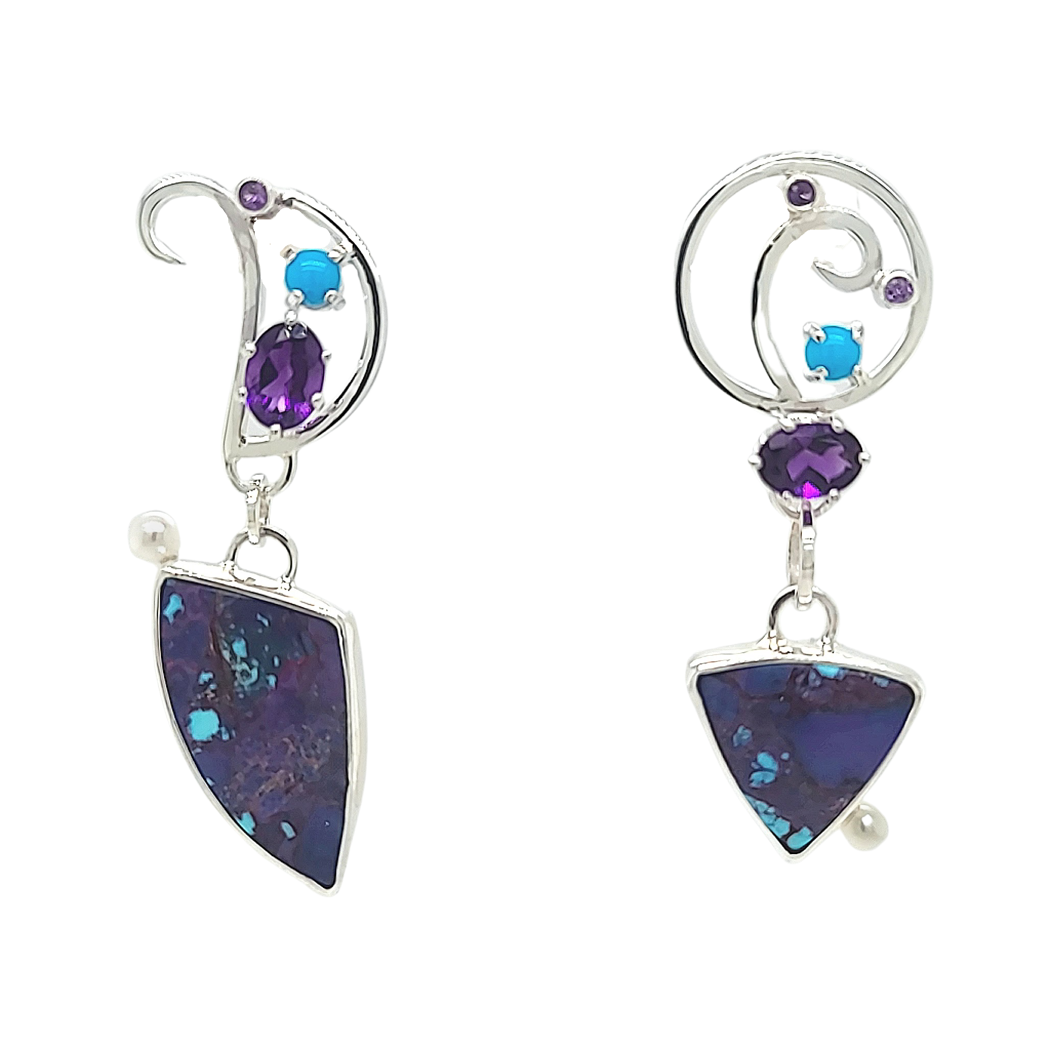 Mohave Turquoise and Amethyst Earrings