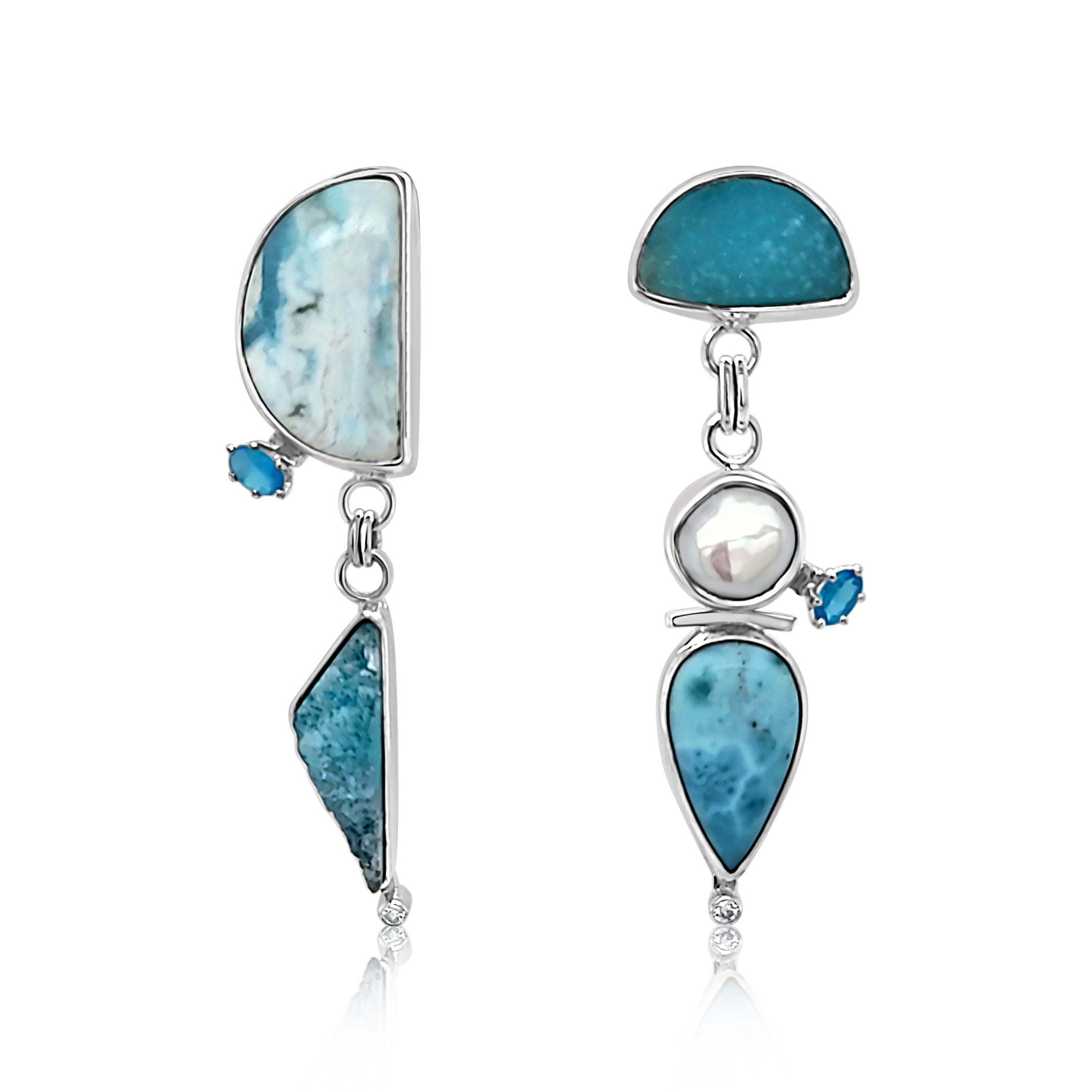 Larimar and Hemimorphite Earrings