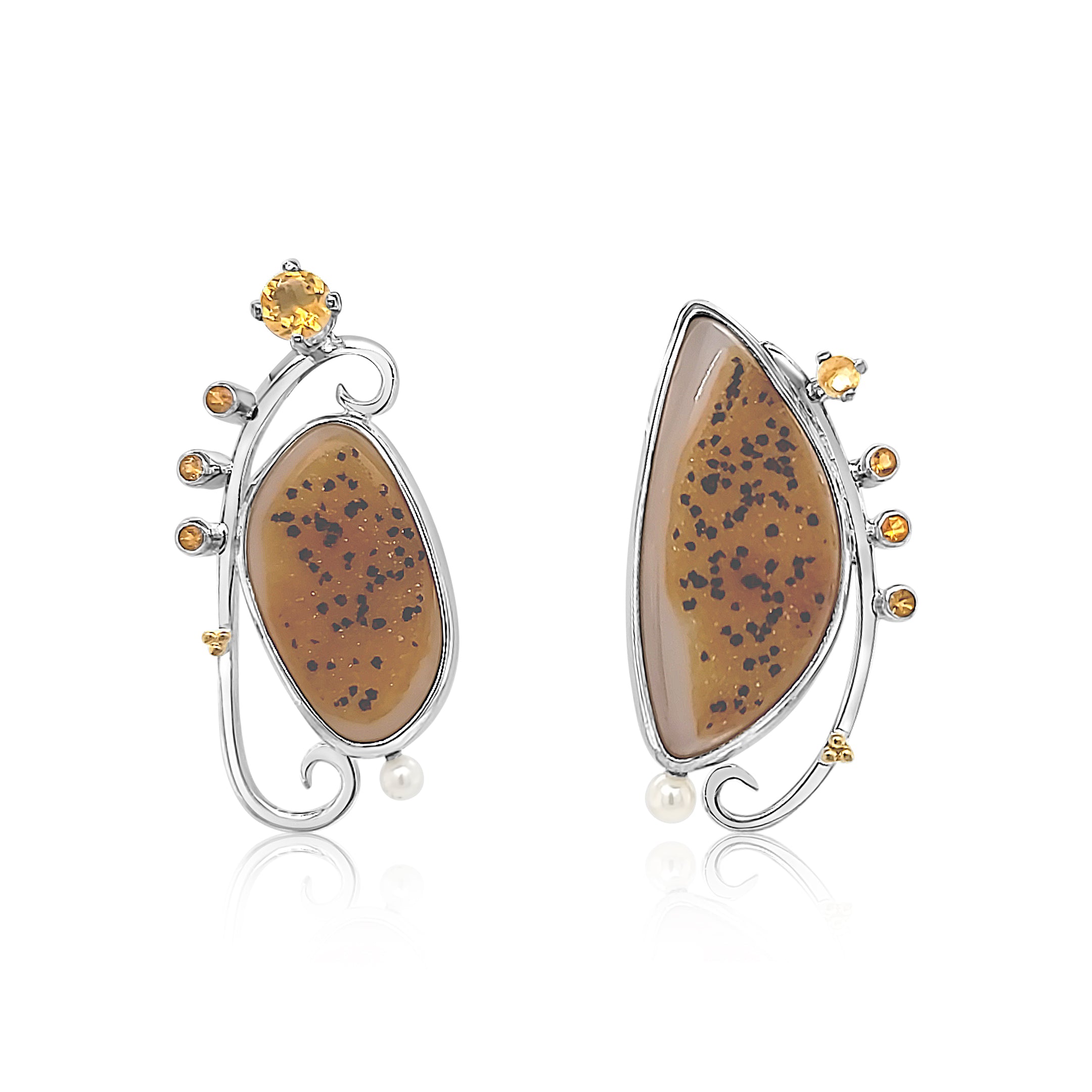 Agate Drusy Earrings with 22k Gold Accents