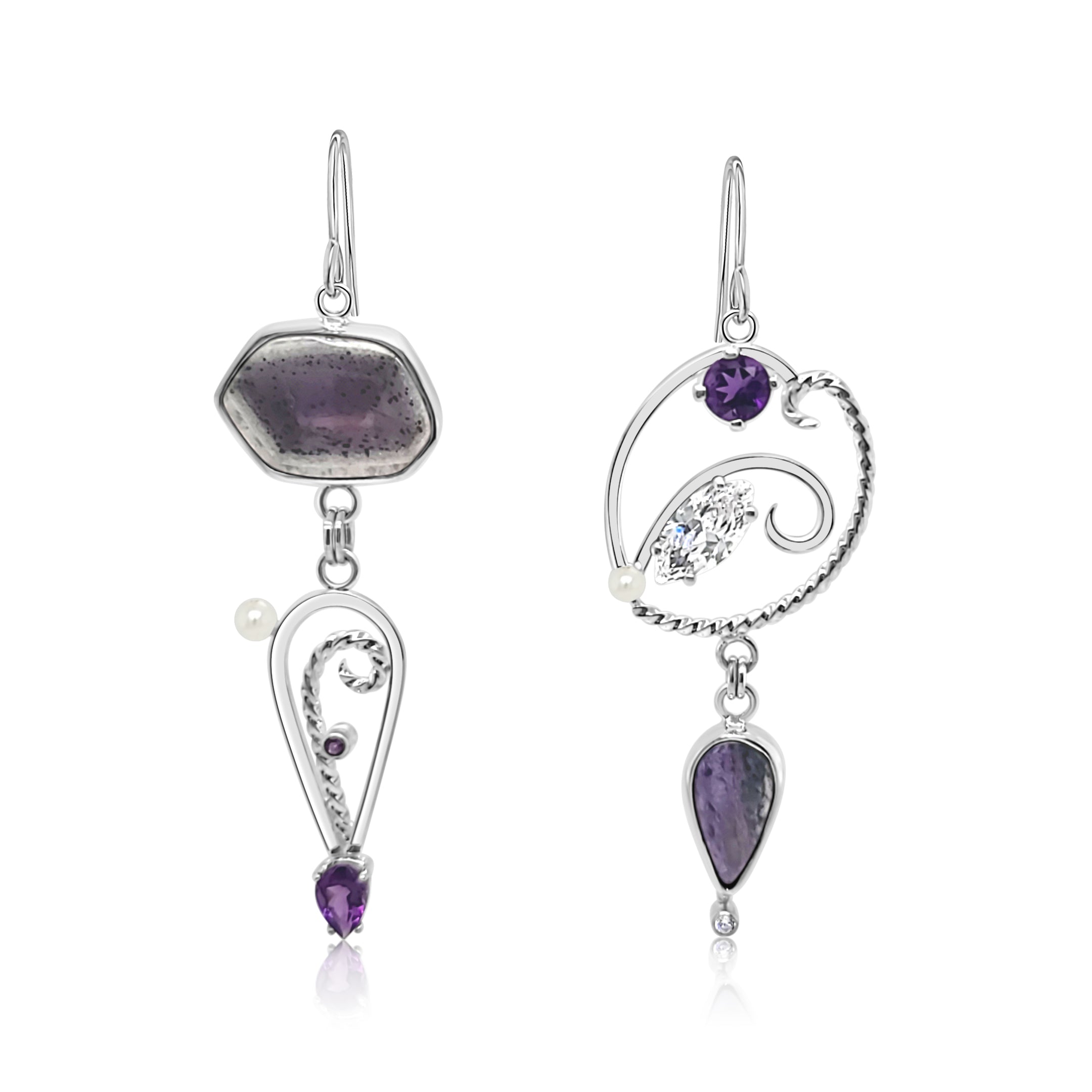 Chevron Amethyst and Tiffany Jasper Earrings