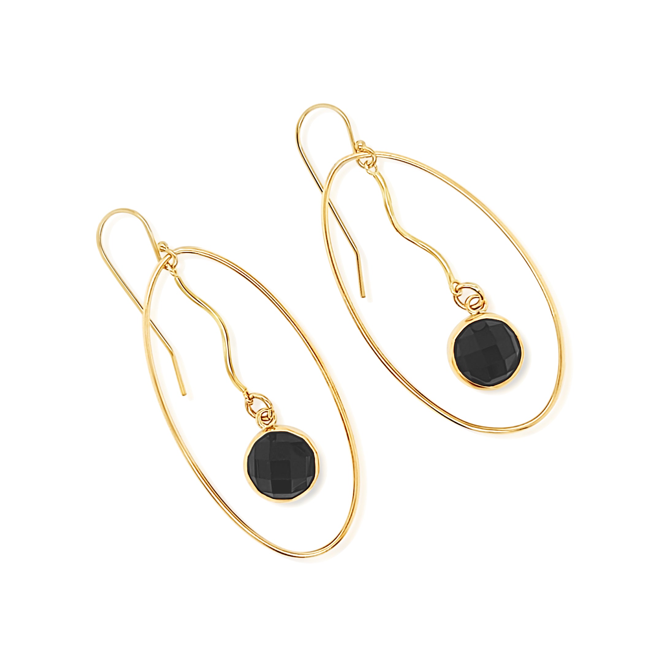 Checkerboard Black Onyx GF Earrings