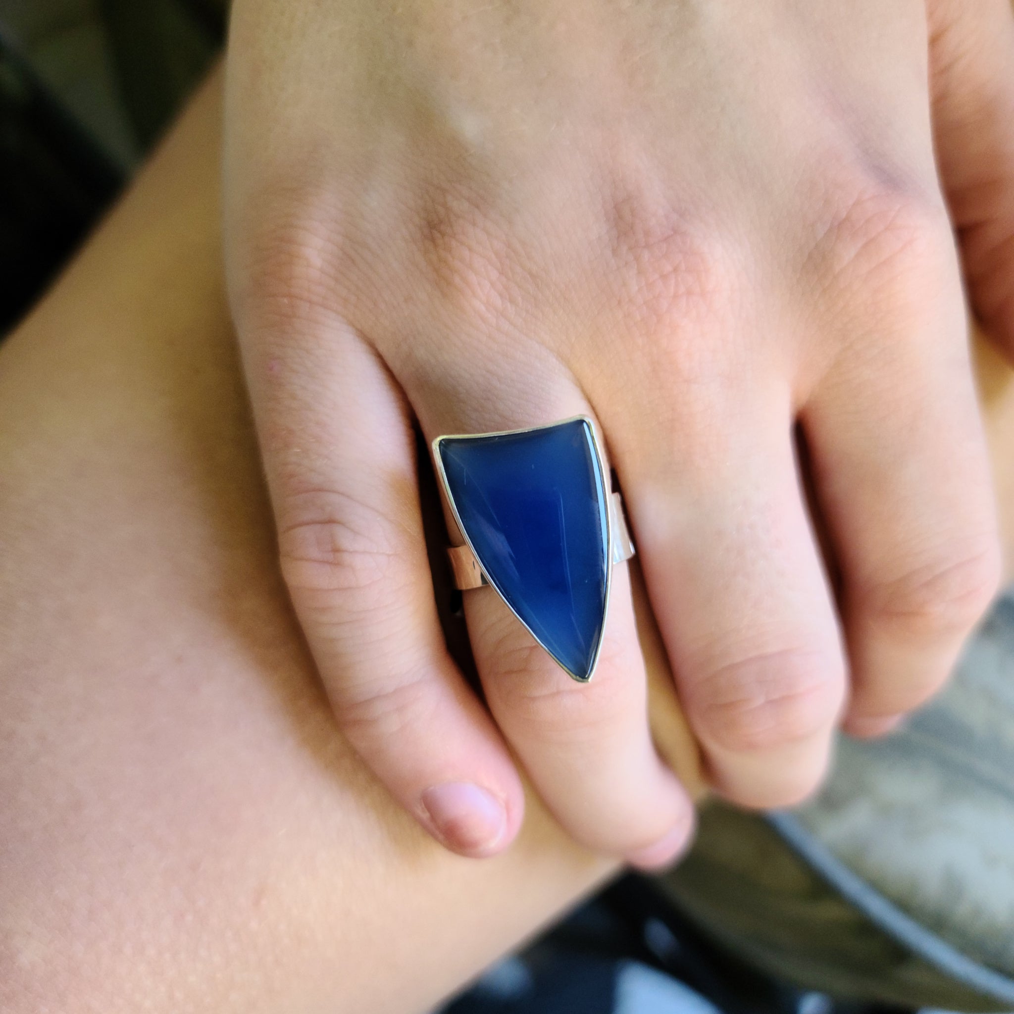 Blue Onyx Adjustable Ring